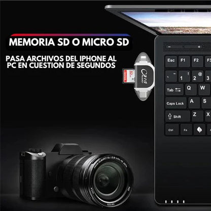 OTG PRO™ 4 EN 1 - TRANSFERIR EN 4K RÁPIDO (IPHONE Y ANDROID) - ADAPTADOR
