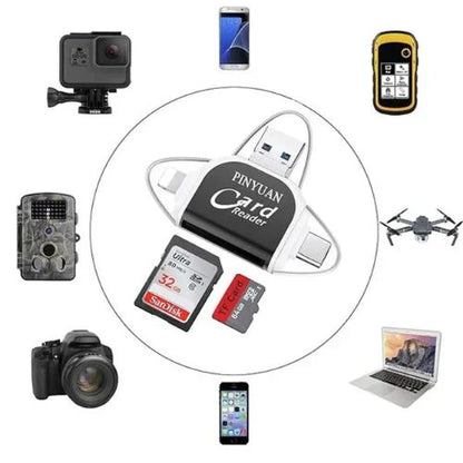 OTG PRO™ 4 EN 1 - TRANSFERIR EN 4K RÁPIDO (IPHONE Y ANDROID) - ADAPTADOR