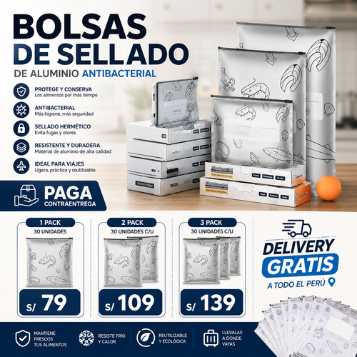 AlumiLock™ - Bolsa de aluminio antibacterial reutilizable con sellado hermético