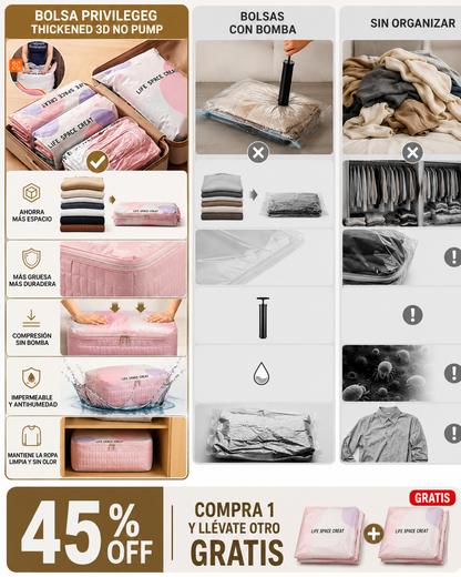 SpaceSave™ Bolsas al Vacío Inteligentes - Ahorra espacio en maleta, armarios y casa