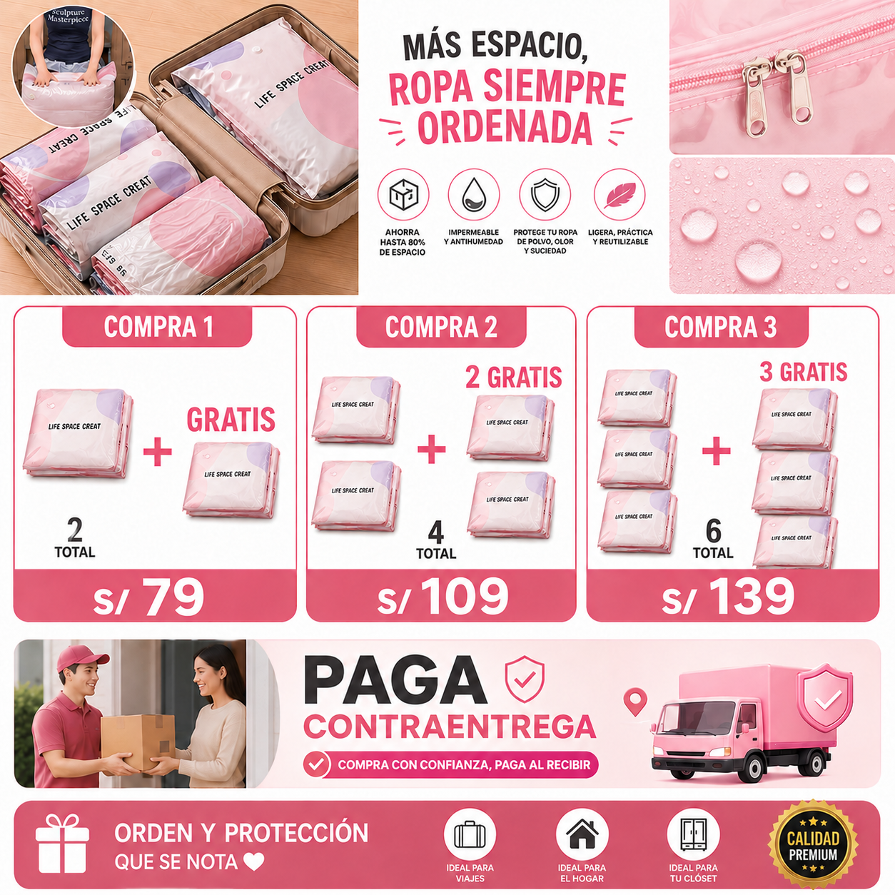 SpaceSave™ Bolsas al Vacío Inteligentes - Ahorra espacio en maleta, armarios y casa