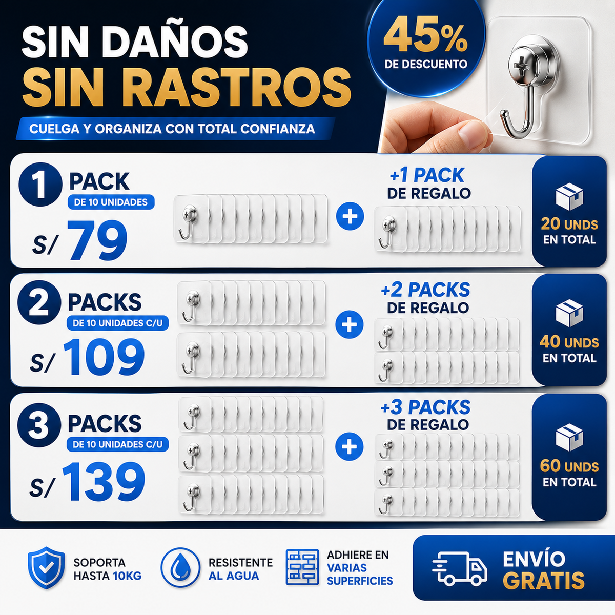 StickForce™ - Fuerte adhesivo para pared sin taladrar ni marcas